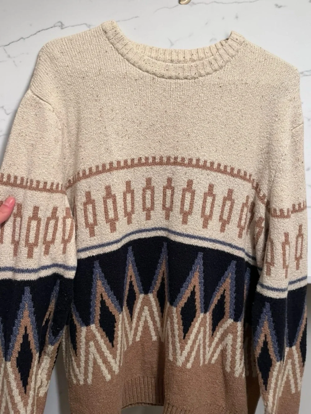Old Navy XL Crewneck Sweater - Cream, Brown & Navy NWOT